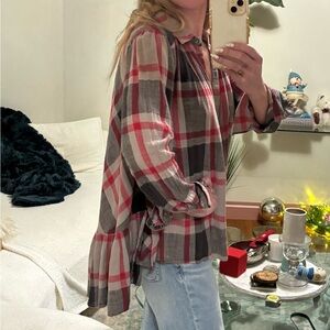 Flirty Fun Plaid Shirt - Red Grey and Black